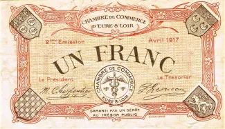 French notgeld 1 Franc, 1917 image