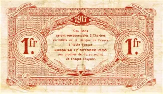French notgeld 1 Franc, 1917 reverse
