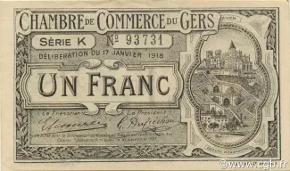 French notgeld 1 Franc, 1918 image