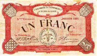 French notgeld 1 Franc, 1921 image