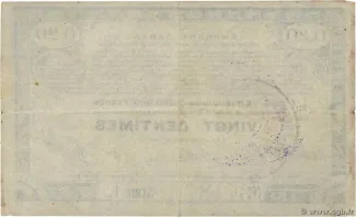 French notgeld 20 Centimes, 1915 reverse