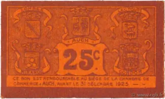 French notgeld 25 Centimes, reverse