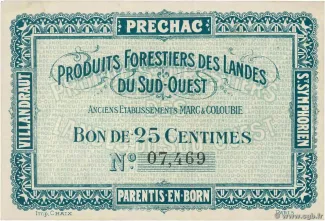 French notgeld 25 Centimes, 1914 image
