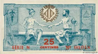 French notgeld 25 Centimes, 1916 reverse