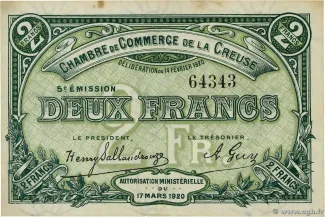 French notgeld 2 Francs, 1920 image