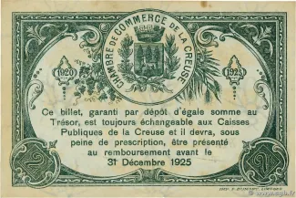 French notgeld 2 Francs, 1920 reverse