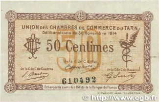 French notgeld 50 Centimes, 1914 image
