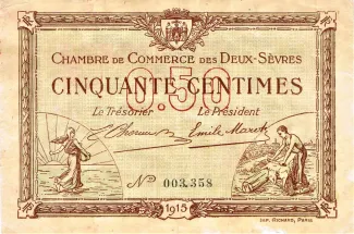 French notgeld 50 Centimes, 1915 image
