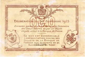 French notgeld 50 Centimes, 1915 reverse