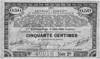 French notgeld 50 Centimes, 1915 image