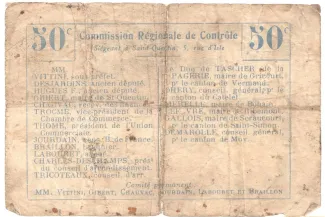 French notgeld 50 Centimes, 1915-1916 reverse