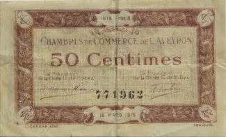 French notgeld 50 Centimes, 1921 image
