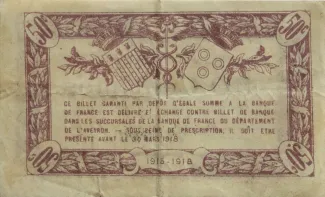 French notgeld 50 Centimes, 1915-1921 reverse