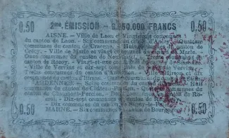 French notgeld 50 Centimes, 1916 reverse