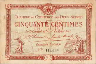 French notgeld 50 Centimes, 1916 image