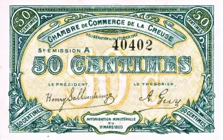 French notgeld 50 Centimes, 1920 image