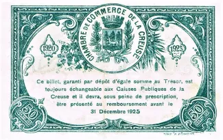 French notgeld 50 Centimes, 1920 reverse