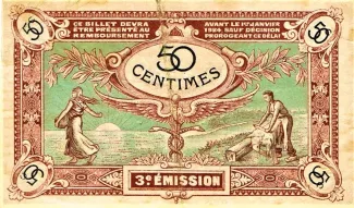 French notgeld 50 Centimes, 1920 reverse