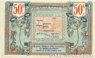 French notgeld 50 Centimes, 1920 reverse
