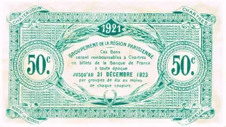 French notgeld 50 Centimes, 1921 reverse