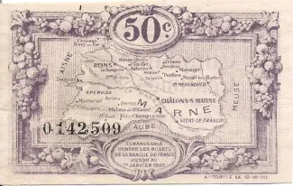 French notgeld 50 Centimes, 1922 reverse