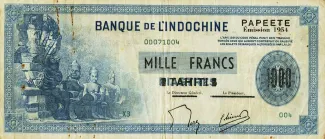 French Settlements of Oceania 1.000 Francs, 1954 image
