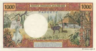 French Polynesia 1.000 Francs, 1969 reverse