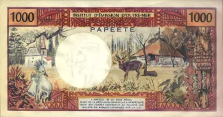 French Polynesia 1.000 Francs, 1971-1985 reverse