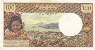 French Polynesia 100 Francs, 1971-1973 reverse
