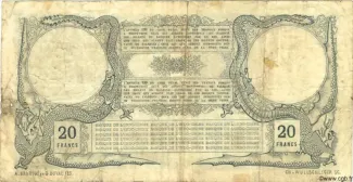 French Settlements of Oceania 20 Francs, 1914 reverse