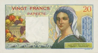 French Settlements of Oceania 20 Francs, 1951-1963 reverse