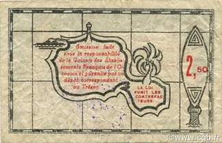 French Settlements of Oceania 2.5 Francs, 1943 reverse