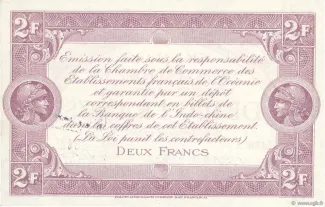 French Settlements of Oceania 2 Francs, 1919 reverse