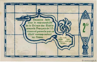 French Settlements of Oceania 2 Francs, 1943 reverse