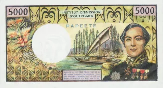 French Polynesia 5.000 Francs, 1971-1985 reverse