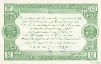 French Settlements of Oceania 50 Centimes, 1919 reverse