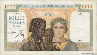 French West Africa 1.000 Francs, 1937-1945