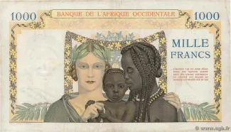 French West Africa 1.000 Francs, 1937-1945 reverse