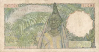 French West Africa 1.000 Francs, 1945-1954 reverse