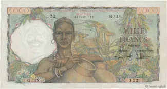 French West Africa 1.000 Francs, 1955 image