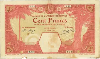 French West Africa 100 Francs, 1910-1924