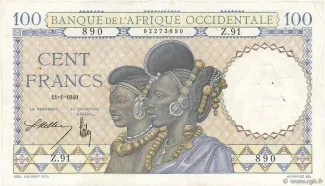 French West Africa 100 Francs, 1936-1941