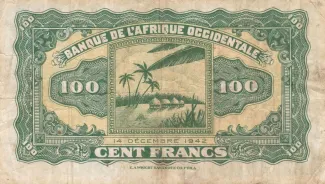 French West Africa 100 Francs, 1942 reverse
