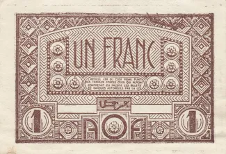 French West Africa 1 Franc, 1944 reverse