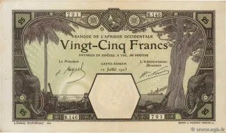 French West Africa 25 Francs, 1920-1923