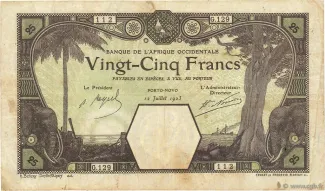 French West Africa 25 Francs, 1920-1923
