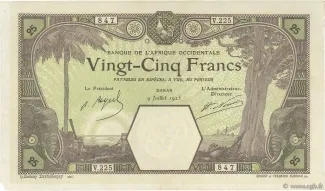 French West Africa 25 Francs, 1920-1926