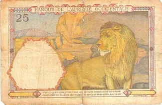 French West Africa 25 Francs, 1933-1939 reverse