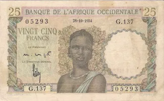 French West Africa 25 Francs, 1943-1954