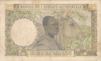 French West Africa 25 Francs, 1943-1954 reverse